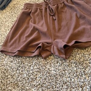 SHEIN High Waisted Brown Drawstring Lounge Shorts